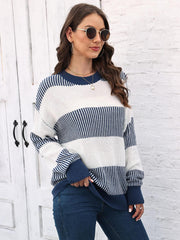 Full Size Round Neck Drop Shoulder Sweater Trendsi