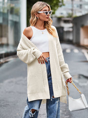 Long Sleeve Waffle-Knit Cardigan Trendsi