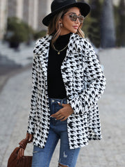 Houndstooth Button Down Jacket Trendsi