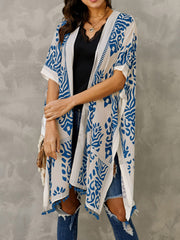 Printed Open Front Slit Cardigan