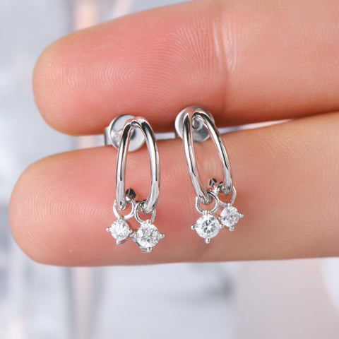 925 Sterling Silver Moissanite C-Hoop Earrings Trendsi