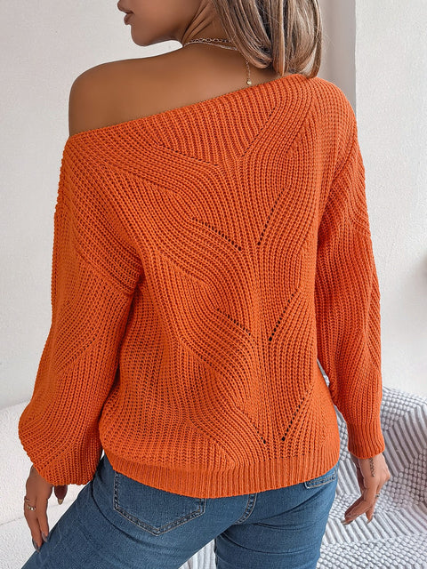 Openwork Long Sleeve Sweater Trendsi