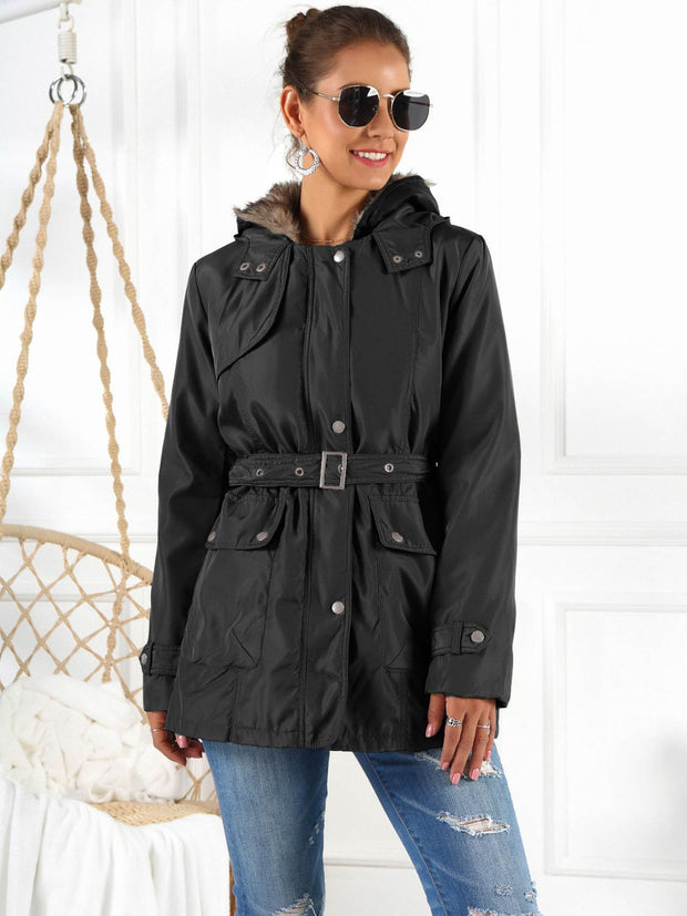 Full Size Hooded Jacket with Detachable Liner (Three-Way Wear) Trendsi