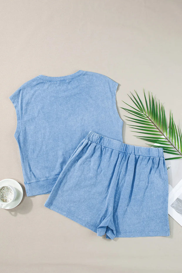 Round Neck Short Sleeve Top and Shorts Set Trendsi