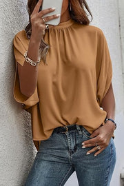 Tie Back Slit Half Sleeve Blouse Trendsi