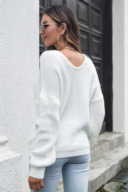 V-Neck Drop Shoulder Sweater Trendsi