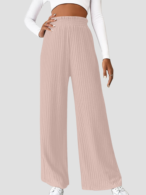 Ribbed High Waist Pants Trendsi