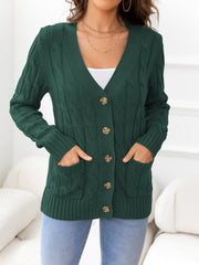 Button Down Cable-Knit Cardigan Trendsi