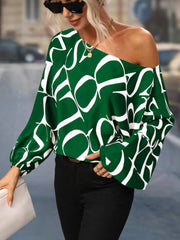 Printed Boat Neck Blouse