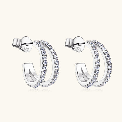 Moissanite 925 Sterling Silver C-Hoop Earrings Trendsi