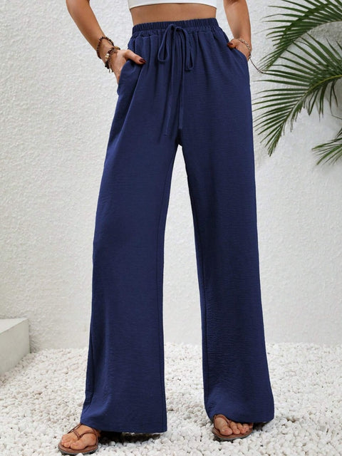 Wide Leg Drawstring Pants Trendsi