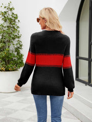 Contrast Round Neck Sweater Trendsi