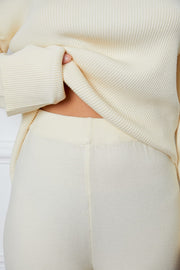 Turtleneck Dropped Shoulder Top and Pants Sweater Set Trendsi