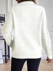 Half Zip Dropped Shoulder Sweater Trendsi