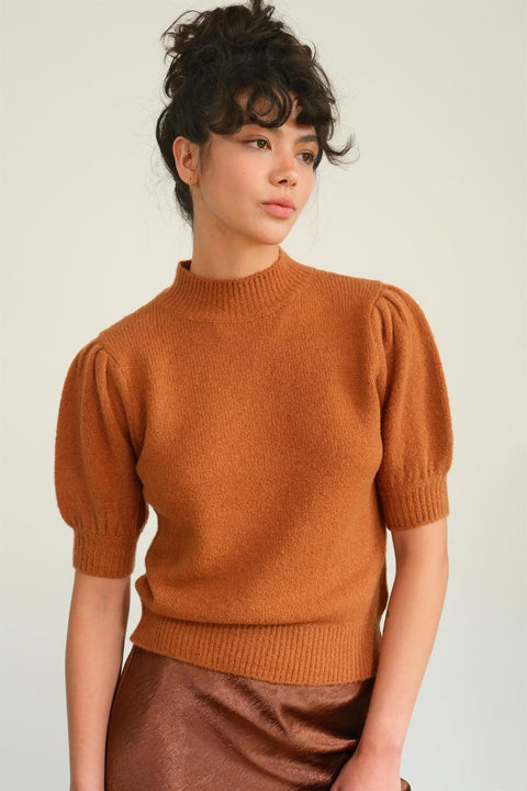 HYFVE Mock Neck Puff Sleeve Sweater