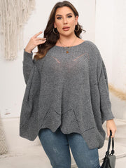 Plus Size Round Neck Batwing Sleeve Sweater Trendsi