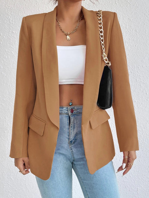 Shawl Collar Long Sleeve Blazer Trendsi