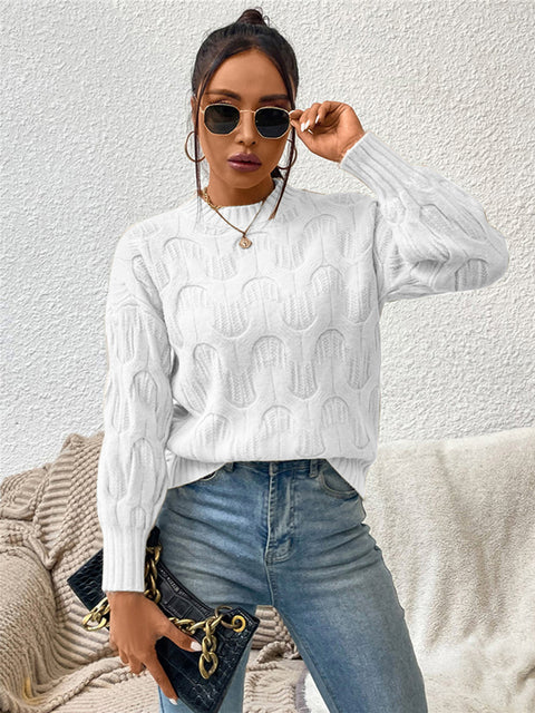 Round Neck Long Sleeve Sweater Trendsi