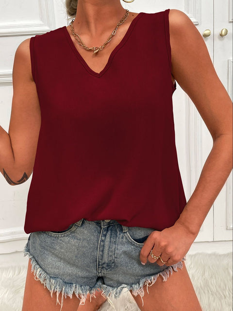 V-Neck Curved Hem Tunic Tank Trendsi