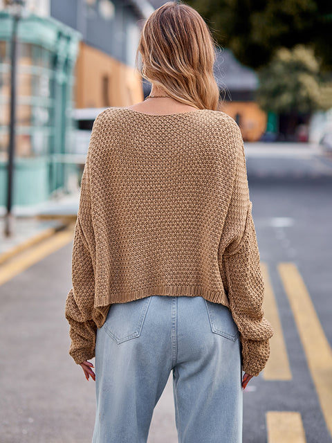 Round Neck Cable-Knit Sweater Trendsi