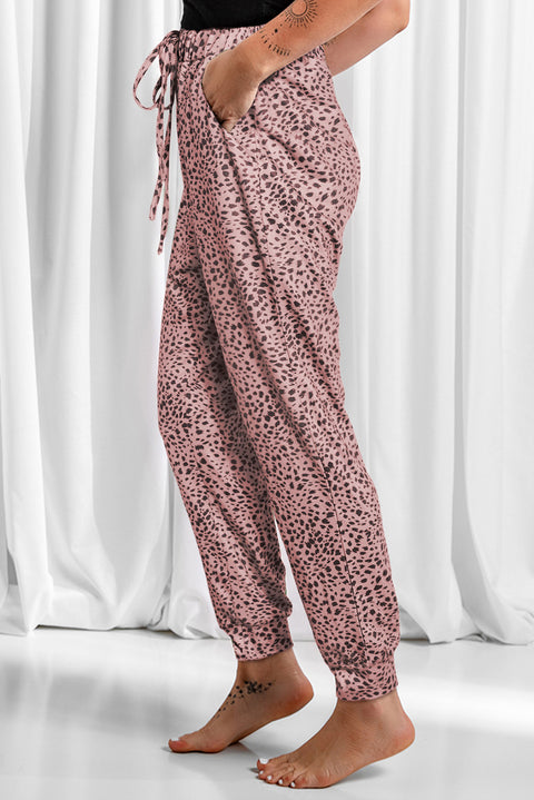 Full Size Leopard Drawstring Pocketed Pants Trendsi