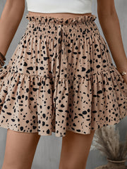 Frill Tied Printed Mini Skirt Trendsi