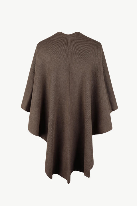 Surplice Neck Pom-Pom Trim Poncho Trendsi