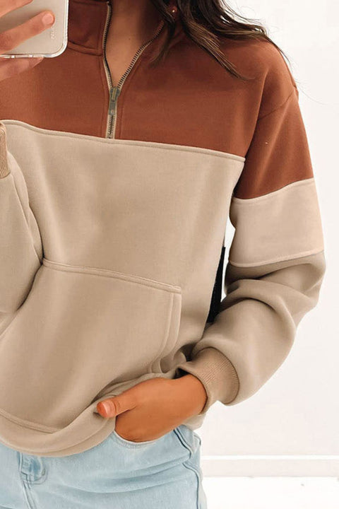 Half Zip Up Sweatshirt with Front Pocket