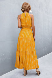 Printed Sleeveless Tie Waist Maxi Dress Trendsi