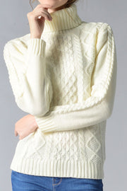 Cable-Knit Turtleneck Pullover Sweater Trendsi