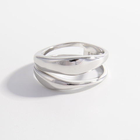 925 Sterling Silver Double-Layered Ring Trendsi