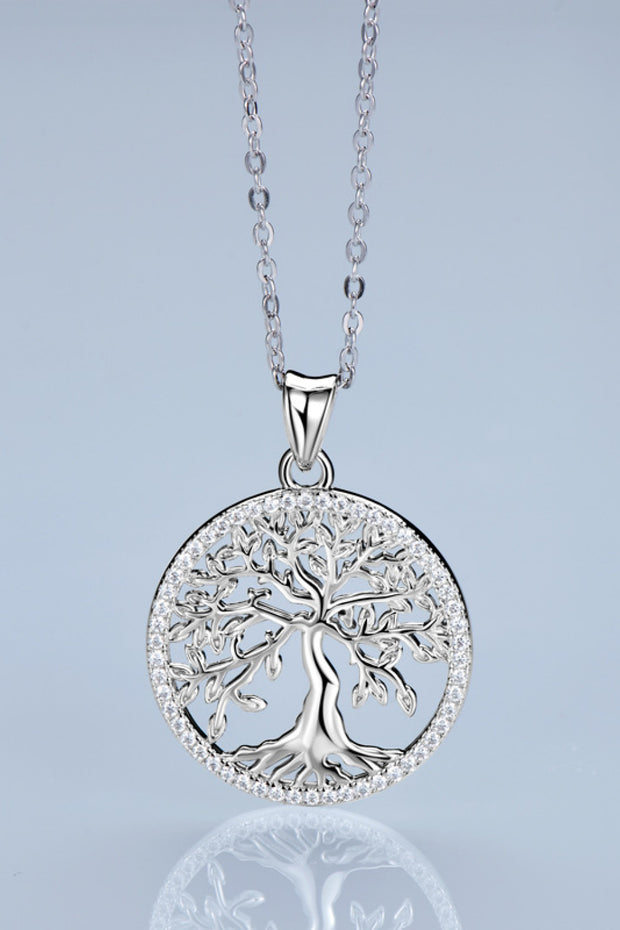 Adored 925 Sterling Silver Moissanite Tree Pendant Necklace Trendsi