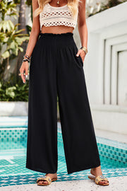 Smocked Wide Leg Pants with Pockets Trendsi