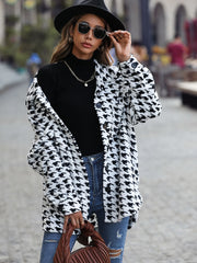 Houndstooth Button Down Jacket Trendsi