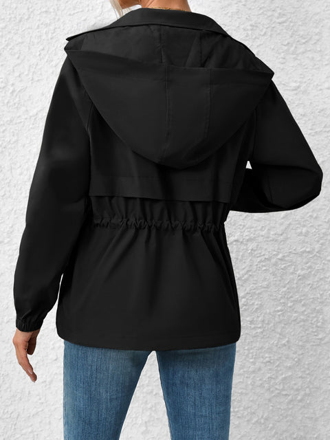 Drawstring Zip Up Hooded Jacket Trendsi