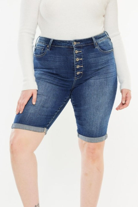 Kancan Full Size Cat's Whiskers Button Fly Denim Shorts Trendsi