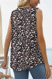 Printed Square Neck Curved Hem Tank Trendsi