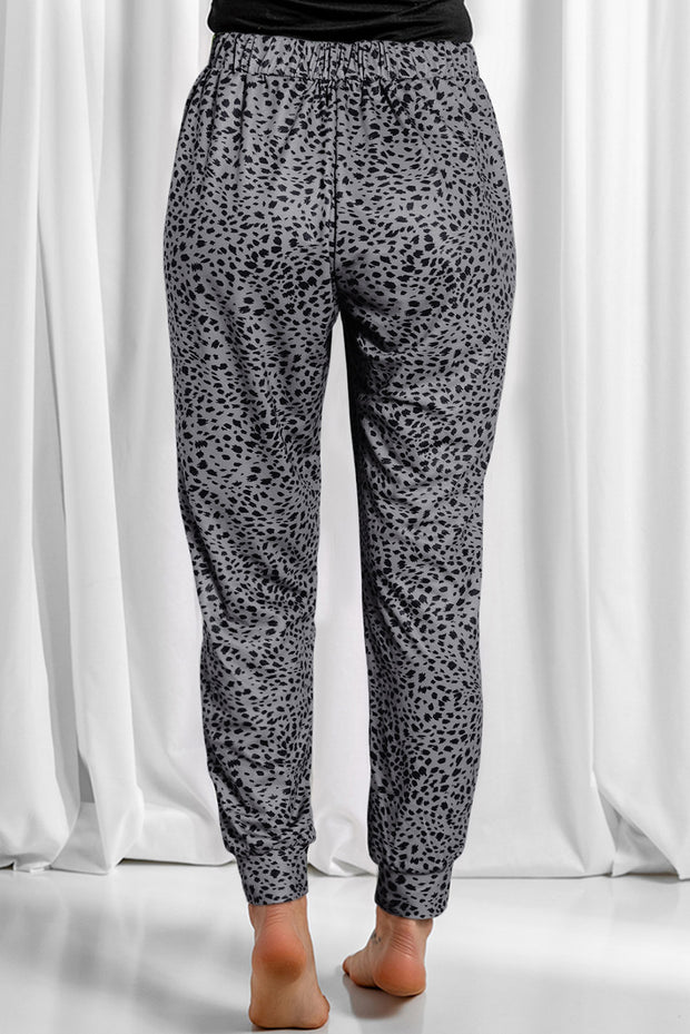 Full Size Leopard Drawstring Pocketed Pants Trendsi