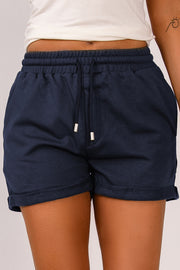 Drawstring Waist Cuffed Shorts Trendsi