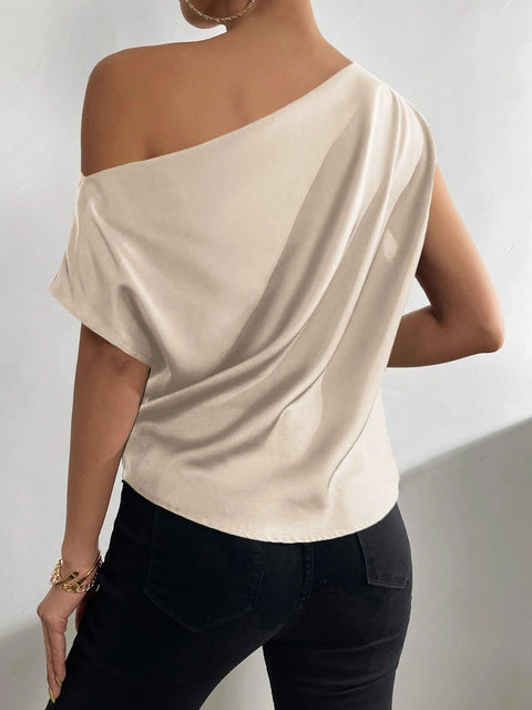 Ruched Single Shoulder Blouse Trendsi