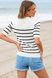 Round Neck Half Sleeve Knit Top Trendsi