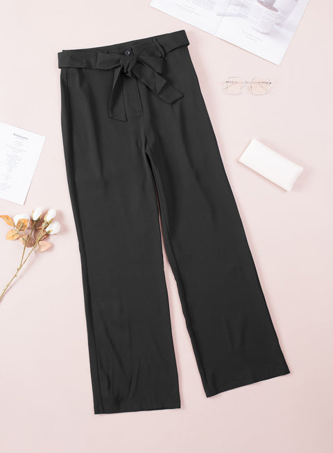 Tied High Waist Straight Pants