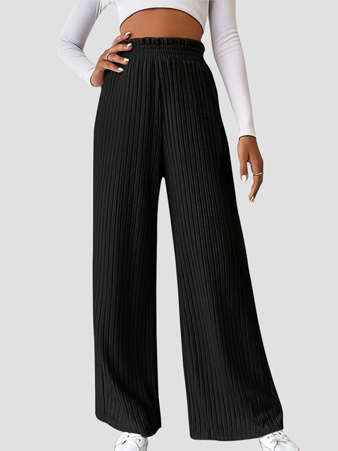 Ribbed High Waist Pants Trendsi