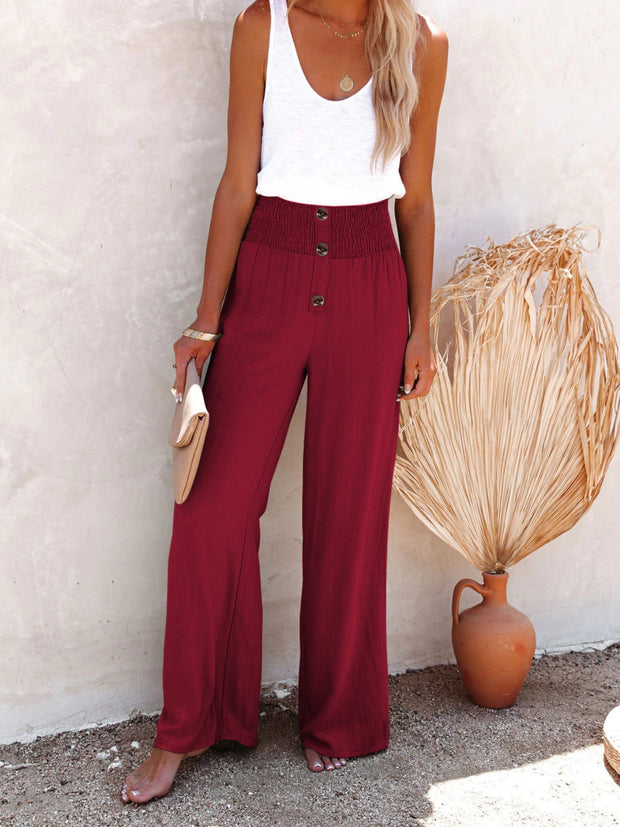 Full Size Decorative Button High Waist Pants Trendsi