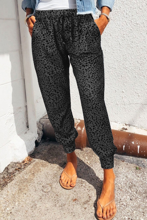 Double Take Leopard Print Joggers with Pockets Trendsi