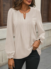 Notched Flounce Sleeve Blouse Trendsi