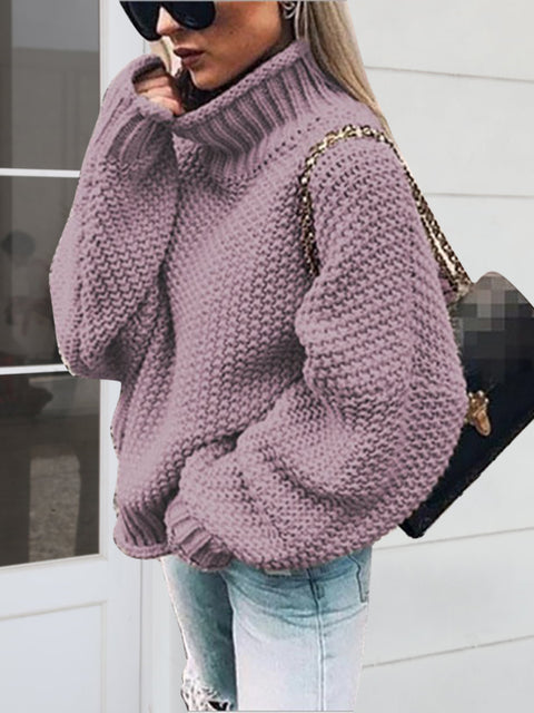 Turtleneck Long Sleeve Sweater Trendsi