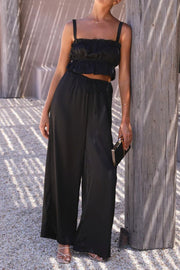 Ruffled Sleeveless Top and Wide Leg Pants Set Trendsi