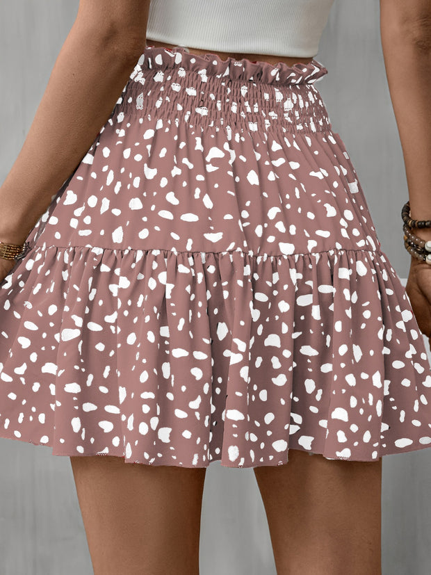 Frill Tied Printed Mini Skirt Trendsi