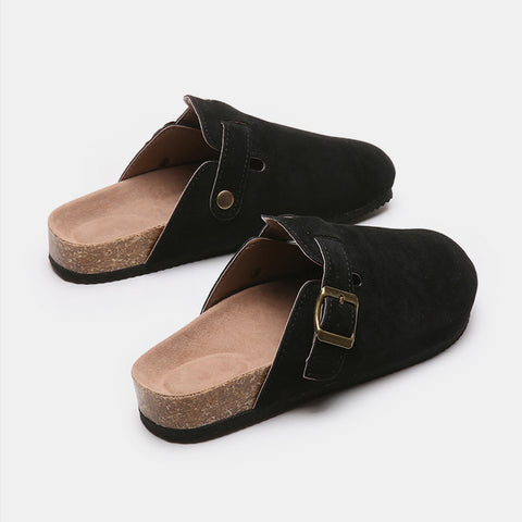 Suede Closed Toe Buckle Slide Trendsi